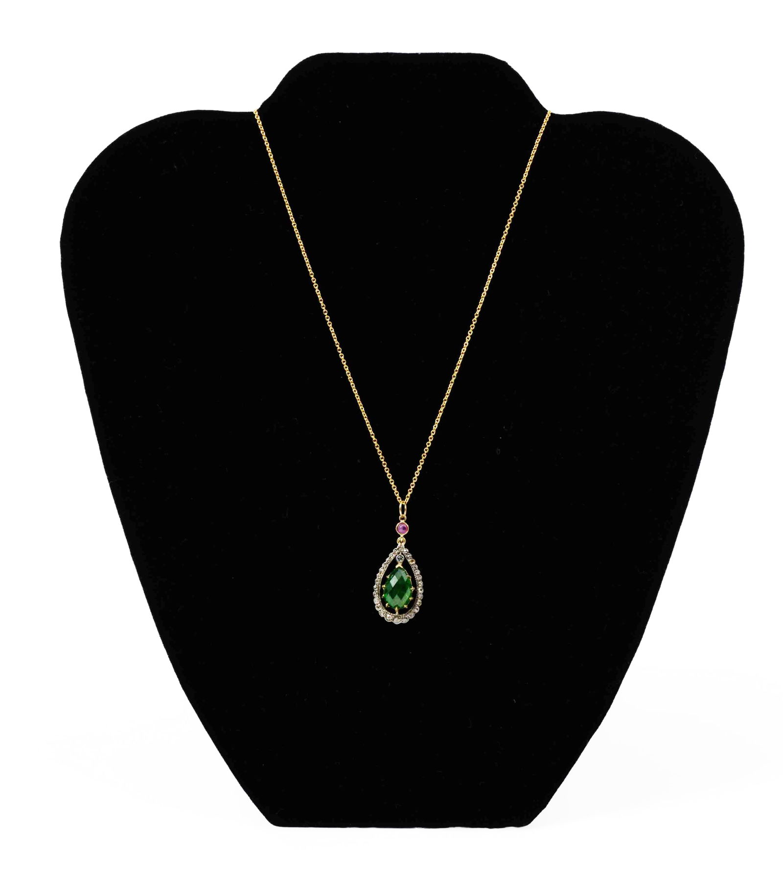 Ladies Large Emerald Pendant on a Gold Necklace (1 of 4)
