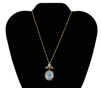 Ladies Stunning Moonstone Pendant on a Gold Chain