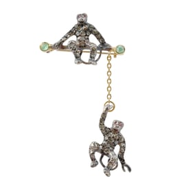 Ladies Silver and Diamond Monkey Brooch