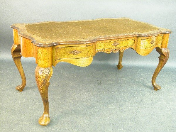 French styled burl wood writing/library