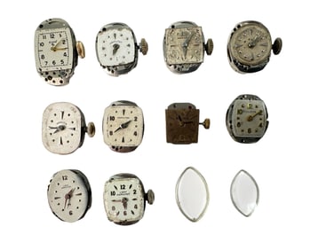 Collection of Vintage Ladies Hamilton Dials and Movements