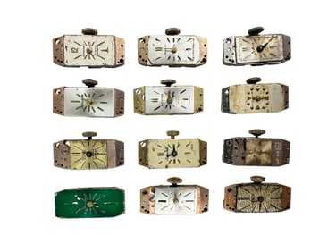 Collection of Ladies Rectangular Dials and Movements