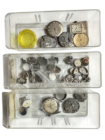 Various Vintage Wristwatch Movements and Parts