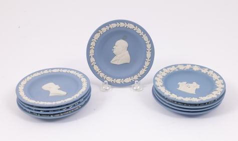 Set of Nine Wedgwood Jasperware Decorative Plates in Blue