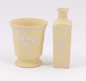 Pair of Wedgwood Jasperware Vases in Yellow