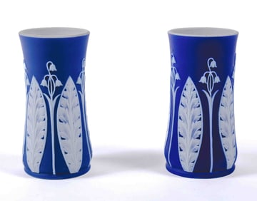Pair of Wedgwood Jasperware Vases in Royal Blue