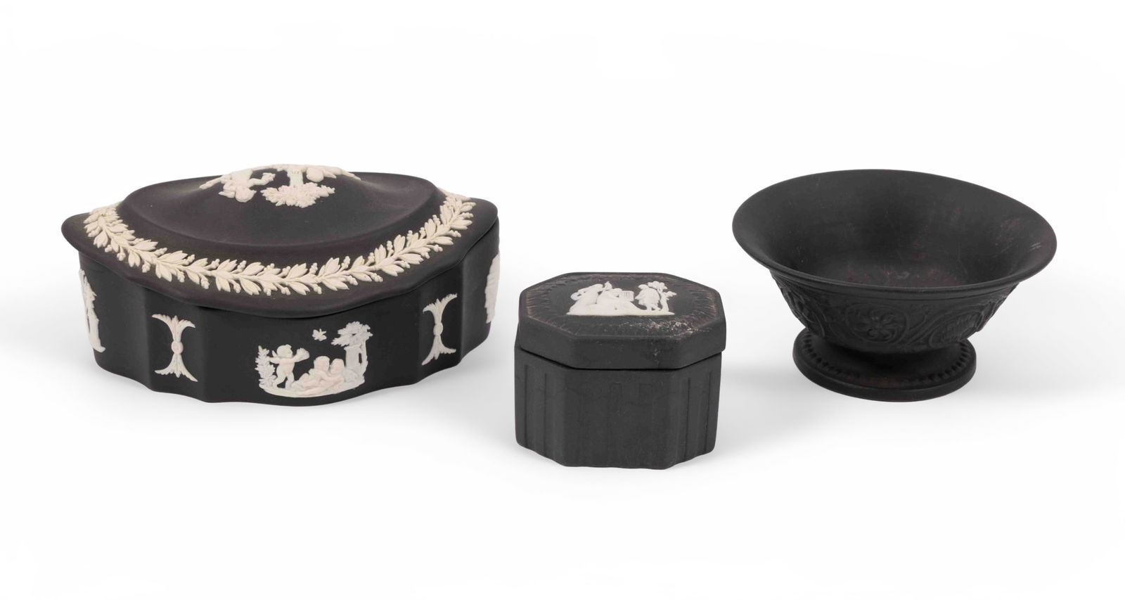Three Wedgwood Jasperware Vessels in Black (1 of 8)