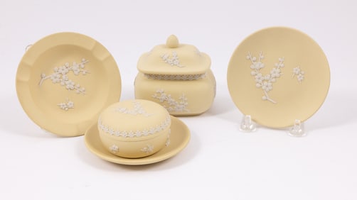 Collection of Five Wedgwood Jasperware Pieces in Yellow