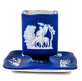 Three Piece Wedgwood Jasperware Collection in Royal Blue