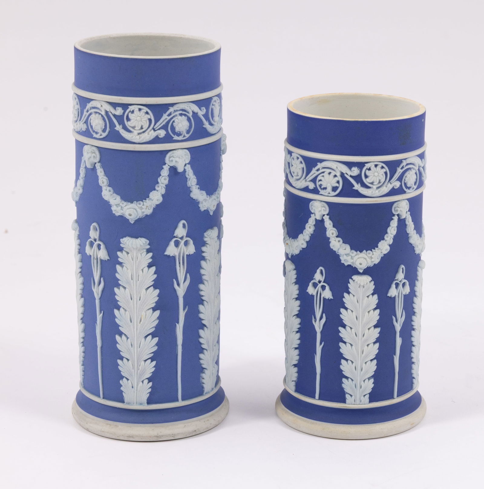 Set of Two Wedgwood Jasperware Spill Vases in Royal Blue (1 of 3)