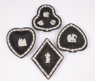 Set of Four Wedgwood Jasperware Pin Dishes in Black