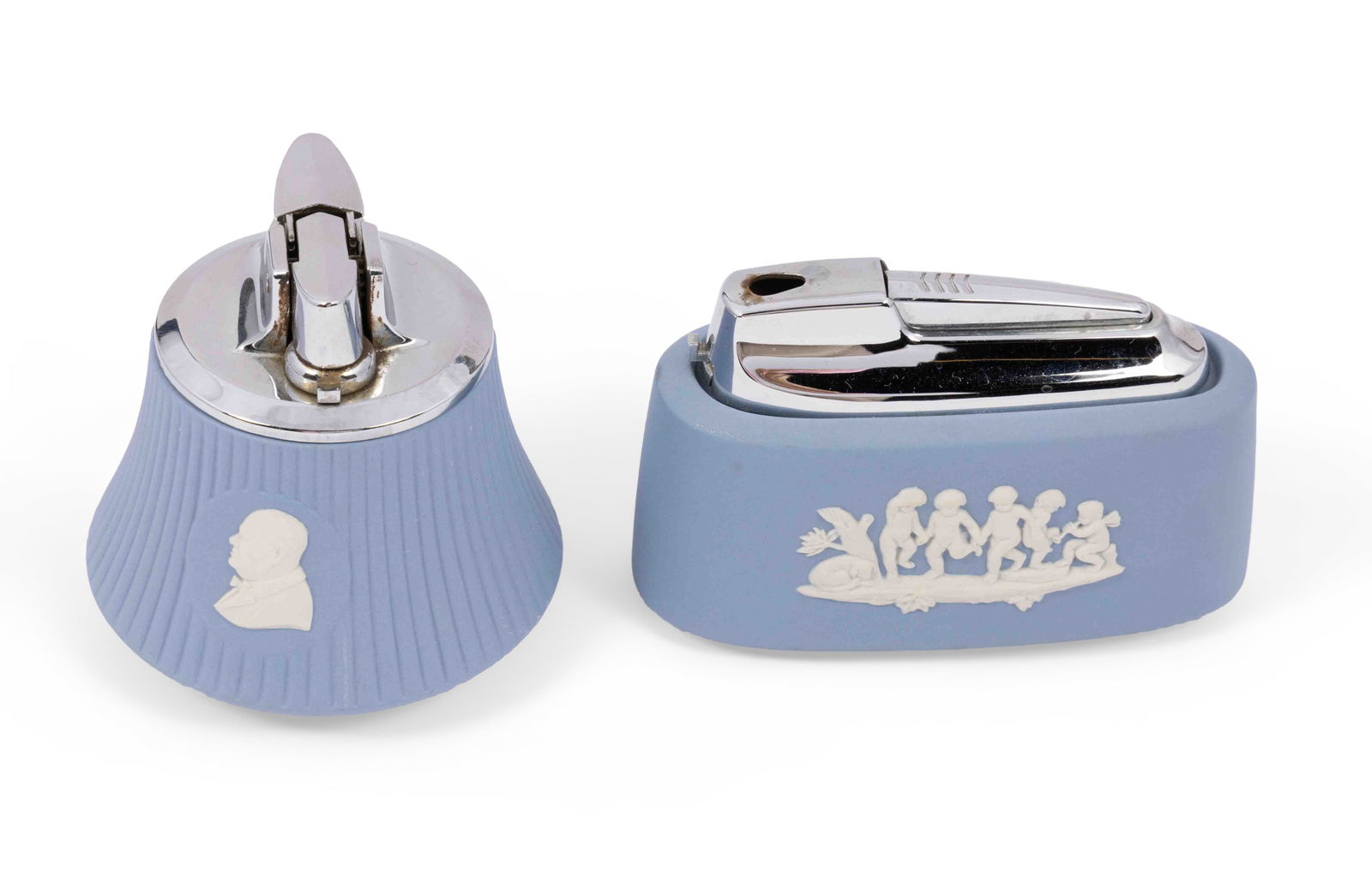 Pair of Wedgwood Jasperware Lighters in Blue (1 of 5)