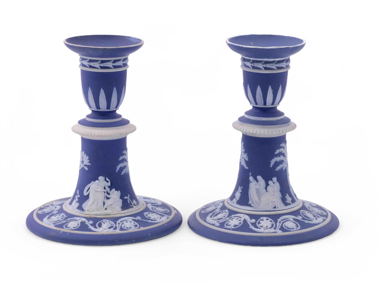 Pair of Wedgwood Jasperware Cobalt Blue Candlesticks (1 of 5)