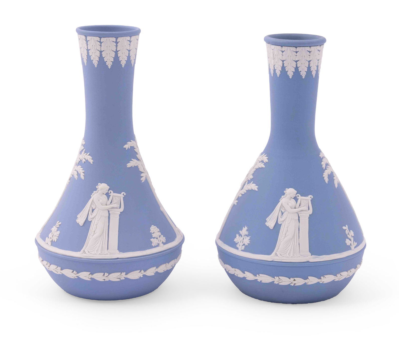 Pair of Wedgwood Jasperware Light Blue Bulb Vases (1 of 4)