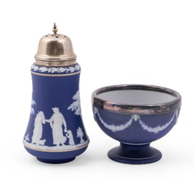 Pair of Wedgwood Jasperware Blue Cobalt Objects