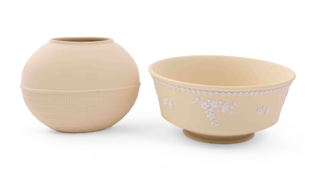 Wedgwood Jasperware Yellow Primrose Bowl and Vase