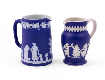 Pair of Wedgwood Jasperware Blue Cobalt Jugs
