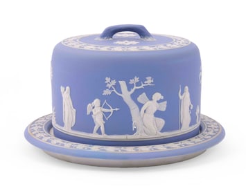 Wedgwood Jasperware Cheese Dome and Underplate in Light Blue