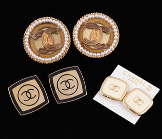 Three Pair of Vintage Gold Tone Chanel Earrings