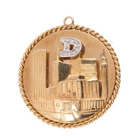 14kt Gold Dallas Skyline Diamond Pendant