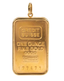 Ladies 1 oz Gold Bar Pendant - Credit Suisse