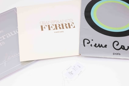 Set of Three Vintage Silk Scarves - Pierre Cardin, Gianfranco Ferre, Louis Feraud
