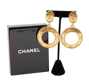 Vintage Chanel Royal Crown CC Clip-On Earrings with Box