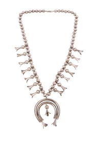 Vintage Native American Squash Blossom Necklace