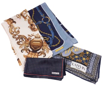 Collection of Four Vintage Silk Scarves - Cartier, Lanvin, Christian Dior, Givenchy