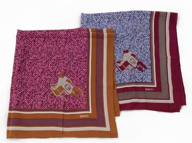 Pair of Vintage Silk Scarves by Gucci