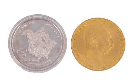 1915 Gold Coin - C Corona Coin & 1982 1 oz Silver Eagle Coin