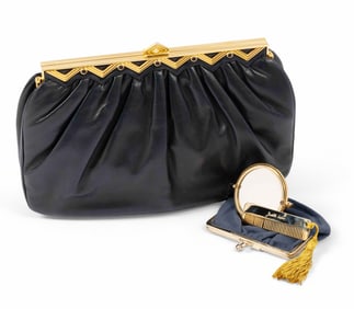 Judith Leiber Black Vintage Leather Purse