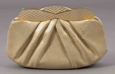 Judith Leiber Gold Leather Clutch