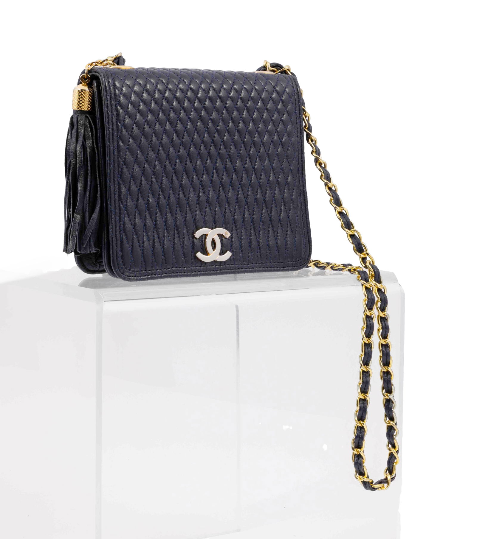 Vintage Chanel Navy Quilted Handbag (1 of 8)