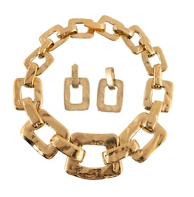 Ladies Vintage Link Necklace and Earrings