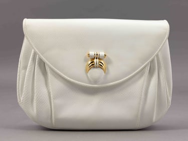 Ladies Vintage Judith Leiber White Leather Purse