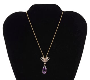 Gold, Diamond, Ruby and Amethyst Necklace