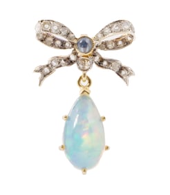 Diamond, Sapphire and Opal Bow Pendant