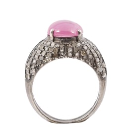 Ladies Silver, Ruby and Diamond Ring