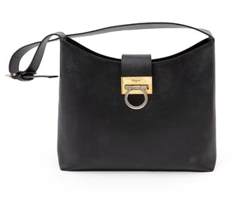 Salvatore Ferragamo Leather Gancio Trifolio Shoulder Bag