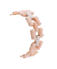 Ladies Vintage Coral Link Bracelet with Diamond Accents