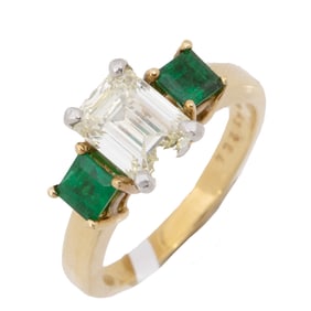 2.05 Carat Ladies Emerald, Diamond and Gold & Platinum Ring