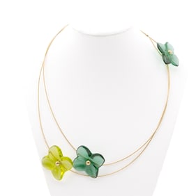 Baccarat Double Strand Choker with Glass Flowers