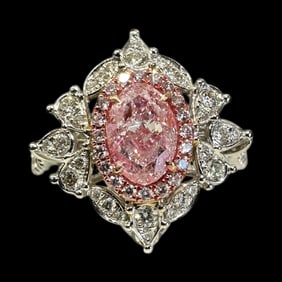 Natural GIA Certified Pink Diamond Cocktail Ring