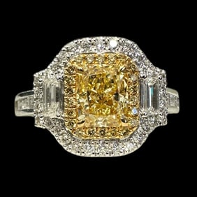 Natural GIA Certified Fancy Yellow Diamond Ring
