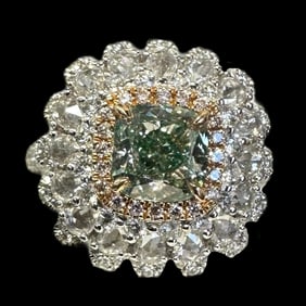 Natural GIA Certified Green Diamond Ring