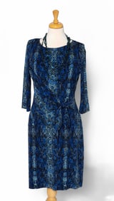 Calvin Klein Blue Animalier Mid Length Dress