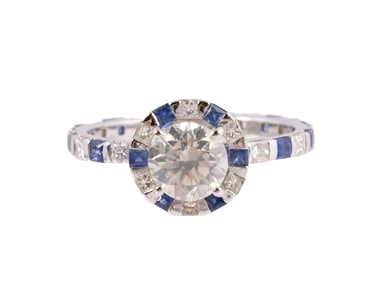 Diamond and Sapphire Engagement Ring