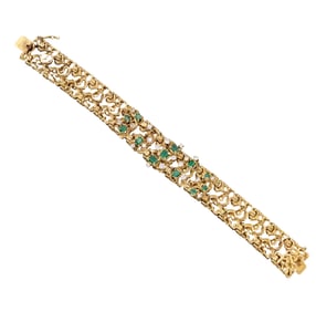 Vintage Gold Bracelet with Diamonds and Emeralds