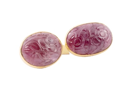 Pair of Vintage 18k Cufflinks Tourmaline